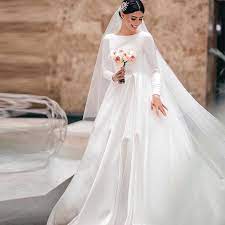 Custom designs we specialize in custom design services.if there's a dress you like and. Simple Vintage A Line Satin Modest Wedding Dresses Long Sleeves Simple Boat Neck Full Sleeves Victorian Royal Bridal Gowns Wedding Dresses Aliexpress