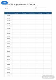 Free Monthly Appointment Schedule Template Schedule Template Schedule Templates Rental Agreement Templates