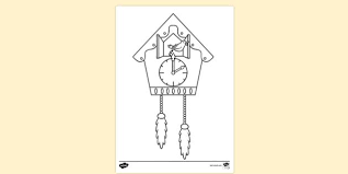 Cuckoo clock clock template coloring books coloring pages embroidery patterns free printable wall art cat coloring page clock. Free Cuckoo Clock Colouring Sheet Teacher Made