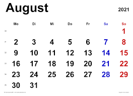 #important days and dates of #august 2021 article has list of all the #festivals, #events with #theme that are observed around the world and india. Kalender August 2021 Als Pdf Vorlagen