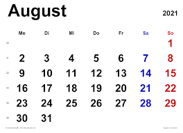 Ezért augusztus promóciót és dicséretet hozhat, és erőfeszítéseinek köszönhetően elkezdi élvezni annak előnyeit. Kalender August 2021 Als Pdf Vorlagen