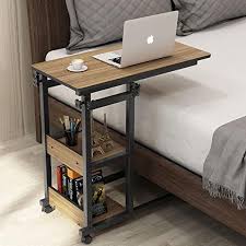 Amazon Com Tribesigns Snack Side Table Mobile End Table Height Adjustable Bedside Table Laptop Rolling Cart C Shaped Tv Tray With Storage Shelves For Sofa Couch Kitchen Dining