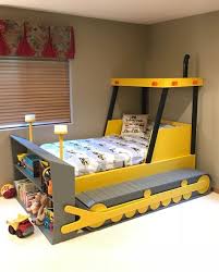 Twin Size Bulldozer Bed Plans Plans Only Create A Construction Themed Bedroom For Your Child Perfect For The Diy Woodworking Enthusiast Kid Beds Big Kid Bed Bed With Slide