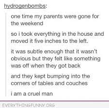 Funny Status Parents Went Away Moved Everything Over 5 Inches Mean But So Funny I Should Try This Tumblr Funny Funny Funny Pictures