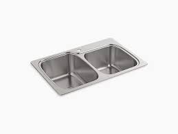 Kohler kitchen sinks stainless steel overmount. Verse 33 Top Undermount Large Medium Double Bowl Kitchen Sink W 4 Faucet Holes K 75791 4 Kohler Kohler