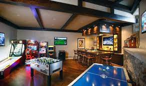 A comfy couch adds comfort to this game room. 60 Game Room Ideas For Men Cool Home Entertainment Designs