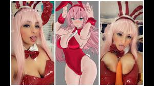 Zero two bunny cosplay sexy girl dirty talk JOI Jerk off instructions  playing with her carrot anal