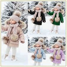 5 Colors Winter New Kids Baby Fashion Cute Long Sleeve Fur Hooded Down Jacket Pure Color Casual Waterproof Warm Coat Lovely Girls Outfit Wish Baby Coats Girl Baby Fashion Baby