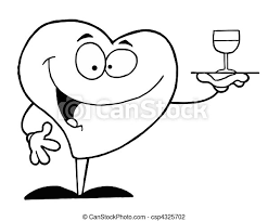 Huge collection of kitchen printable colouring pages online for free. Black And White Coloring Page Outline Of A Heart Serving Wine Canstock