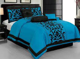 See more ideas about king comforter, bedding sets, luxury bedding. 13 Pc Turquoise Black Flocking Comforter Sheet Set King Size New Black Comforter Comforter Sets Black Comforter Sets