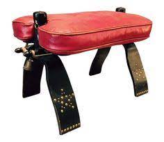 Vintage egyptian camel stand saddle stool with cushion preowned. Camel Saddles