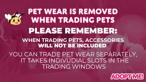 Последние твиты от adopte me! Adopt Me On Twitter Psa When Trading Pet Wear Is Removed From The Pet You Can Trade Pet Wear Separately And It Takes Individual Slots In The Trading Windows You Can T Trade