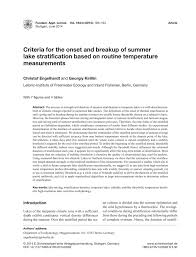 This position paper was prepared by the eu working group on particulate matter in response to a request by the european commission. Criteria For The Onset And Breakup Of Summer Lake Stratification Based On Routine Temperature Measurements Fundamental And Applied Limnology Volume 184 Nr 3 Schweizerbart Science Publishers