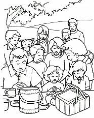 Story comprehension and memory worksheets. Feeding 5 000 2 Coloring Page Sermons4kids