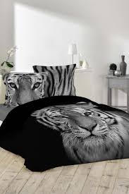 Parure De Couette En Coton 42 Fils Cm Tigery Noir Et Blanc Parure De Couette Blanc Maison