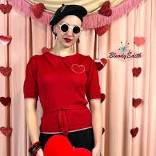 Buy Vintage 1930s Style Red Woolen Valentine's Day Limited Edition oliver  Sweater Jumper Size S,M,L Online in India