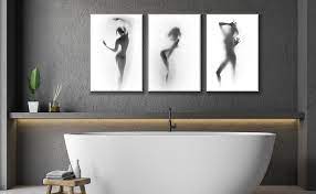 Shop furniture, storage, grills, and more. Amazon Com Bathroom Wall Art Decor Canvas Print Black And White Hazy Silhouette Painting 3 Pieces Modern Abstract Picture Poster Artwork For Home Decoration Stretched Framed Ready To Hang 16x24 X3 Posters Prints