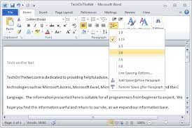 Click the line and paragraph spacing button, then click the 2.0 option. Ms Word 2010 Double Space Text