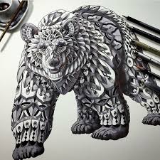 Aztec Bear Drawing Animal Drawings Grizzly Bear Drawing Body Art Tattoos
