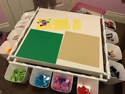 Homemade Lego Table For 15 50 From Ikea Needed Lack Table Sunnersta Rails X 3 Sunne Lego Table With Storage Lego Table Ikea Lego Storage