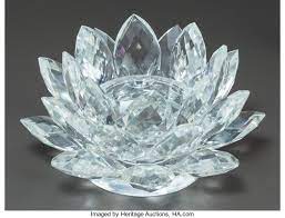 Candle holder tea lights made with crystals from swarovski anniversary christmas. A Swarovski Crystal Lotus Flower Form Candle Holder Late 20th Lot 63720 Heritage Auctions