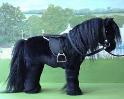 Fell Pony With Black Leather Saddle And Black Felt Sheepskin Numnah Extra Long Black Mane And Tail And Feather Pferd Steckenpferd Tiere