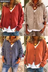 Casual Solid Long Sleeves Buttons Sweater Zhenskie Kardigany Vintazhnye Svitera Osennie Modnye Naryady