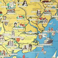 Tourist Map Of Suffolk Bryars & Bryars - This Is A Detail From Laurence Stone's Map Of Essex,  Hertfordshire & Sussex. Different Artists Given The Same Brief Highlighted  Different Aspects Of The Region: The Tourist Spots