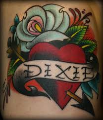 Heart Of Dixie By Jasonblanton In 2020 Heart Tattoos With Names Traditional Heart Tattoos Heart Tattoo