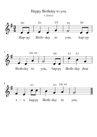 The happy birthday song for beginning violin. Happy Birthday Violin Sheet Music Guitar Chords Easy Music Cute766