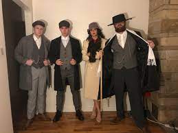 1920s mens accessories gatsby men costume gangster hat suspenders bow tie pocket watch. Peaky Blinders For Halloween From Left To Right John Tommy Ada And Alfie Peakyblinders