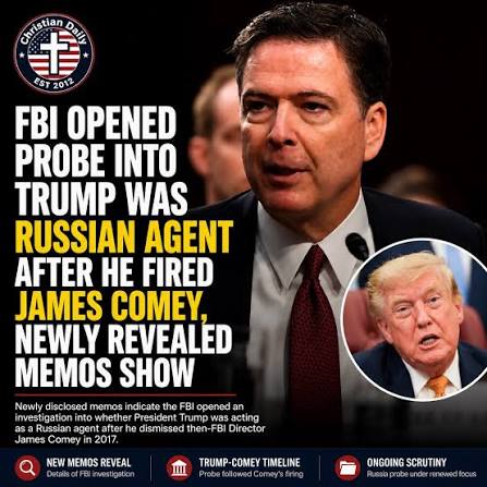 Newly disclosed memos indicate the FBI opened an investigation after James Comey's firing to examine whether Donald Trump was acting on behalf of Russia. The documents have renewed attention on the bureau's