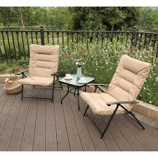 Mf Studio Padded Folding Bistro Set 3 Pcs Adjustable Patio Reclining Lounge Chairs Outdoor Furniture Beige Walmart Com In 2020 Patio Furniture For Sale Lounge Chair Outdoor Conversation Set Patio