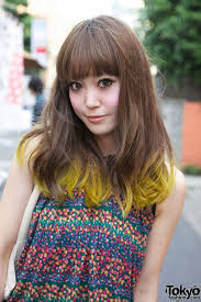 Jouetie Model W Yellow Tipped Hair Mini Dress Wedges Dip Dye Hair Dipped Hair Hair Color Trends
