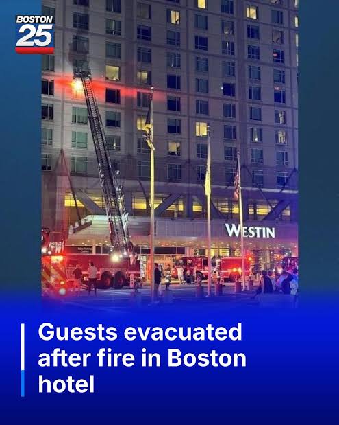 Guests evacuated from Westin Hotel after fire behind refrigerator unit; Boston Fire Department says blaze quickly put out, one person hospitalized with minor injuries