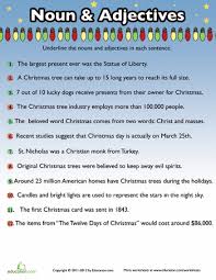 Christmas Nouns And Adjectives 9 Worksheet Education Com Nouns And Adjectives Adjectives Nouns