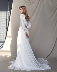 Long Sleeve Wedding Dress Chiffon Wedding Dress Button Up Etsy In 2020 Wedding Dress Long Sleeve Wedding Dresses Wedding Dress Chiffon