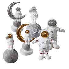 Creative Space Man Astronaut Sculpture Cosmonaut Figurine Model Resin Crafts Statue Home Decoration In Figurines Min Space Crafts Space Themed Bedroom Statue