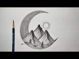 كيفية رسم منظر طبيعي ليلي سهل خطوة خطوة رسم سهل وبسيط تعلم الرسم من الصفر دورات تعليم الرسم youtube drawings easy drawings sketches easy