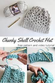 Chunky Shell Crochet Hat Pattern Video Tutorial Crochet Hats Quick Crochet Gifts Crochet