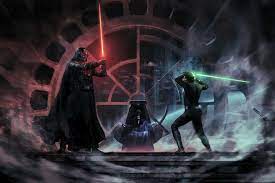 Darth Vader Luke Skywalker Emperor Star Wars Illustration Star Wars Painting Star Wars Artwork