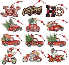 Aosup cartoon semi truck/christmas ornaments 2020 christmas ceramic pendant personalized creative christmas decorations double sided christmas tree ornament №sw75401. Buy 12 Pieces Christmas Ornaments Red Truck Christmas Tree Decoration Wooden Farmhouse Hanging Crafts Online In Turkey B08c7yhxsp