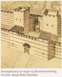 It is associated with a key event in the history of constantinople. Drawing Of Theodosian Walls Constantinople Byzantin Chateau