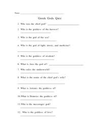 Write the letter of the best answer to each question. Greek God Quiz Worksheets Teaching Resources Tpt