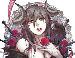 HD wallpaper: horns, anime girls, demon, succubus, fantasy girl, painted  nails | Wallpaper Flare