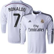 Adidas men's real madrid blue jersey. Mens Adidas Real Madrid 7 Cristiano Ronaldo Authentic White Home Long Sleeve Shirt 14 15 Spain Futbol Club Soccer Jersey Ti Real Madrid Ronaldo Jersey Ronaldo