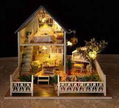 Nordic Holiday Dollhouse Diy Kit Cute Room House Model With Led Light And Musical Movement Dk19 Diy Maison Poupee Maison De Poupee En Bois Maison De Poupee