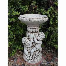 Bird Bath And Feeder B M An Elegant Stone Effect Garden Statue Of A Charming Rustic Scene Add A Piece Of Style And Character To Your Garden W Rustic Scene Elegant Stone Garden Statues