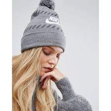 Nike Futura Pom Pom Beanie 28 Liked On Polyvore Featuring Accessories Hats Grey Beanie Hat Nike Beanie Grey Hat Gray H Pom Beanie Beanie Nike Beanie