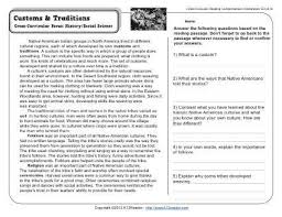 Customs And Traditions 5th Grade Reading Comprehension Worksheet Reading Comprehension Worksheets Reading Comprehension Nonfiction Reading Passages